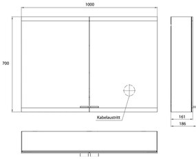 Emco Evo - Osvetlená nástenná zrkadlová skrinka LED 1000 mm, zrkadlová 939707005