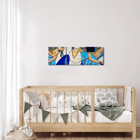 Obraz - Egyptské maľby (s hodinami) (90x30 cm)