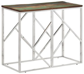 Konferenčný stolík strieborný nehrdzavejúca oceľ a recykl.masív 349992