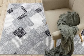 Koberec SAMPLE REMI geometrický, sivý / čierny