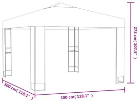 Altánok s dvojitou strieškou 3x3 m, antracitový