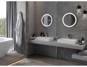 Mexen Oro, okrúhle LED podsvietené kúpeľňové zrkadlo 50 cm, 6000K, vykurovacia podložka proti zahmlievaniu, 9824-050-050-611-00