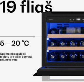 Klarstein Illuminosa vstavaná chladnička na víno | Moderná | UV ochrana | 61 litrov | 19 fliaš | 60 cm