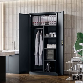 Kovová šatňová skriňa DAWID, 900 x 1850 x 450 mm, antracitová