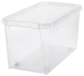SmartStore Úložný box s bielymi klipmi a kolieskami Classic, 70 l, 70 l