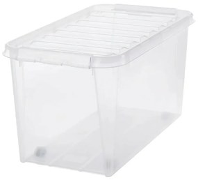 SmartStore Úložný box s bielymi klipmi a kolieskami Classic, 70 l, 70 l