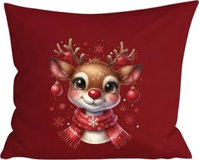 3D obliečka na vankúš z mikrovlákna MERRY FAWN 45x45 cm, červený