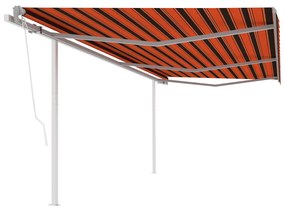 Automaticky zaťahovacia markíza so stĺpikmi 6x3 m oranžovo-hnedá 3070010