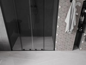 Mexen Velar L Duo, posuvné sprchové dvere do otvoru 140 cm, 8mm šedé sklo, čierna matná, 871-140-003-42-70