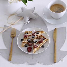 Ľanové prestieranie javorový list svetlo sivá so zlatom 37x37cm