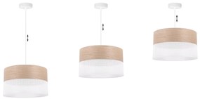 Závesné svietidlo Wood, 1x béžová dubová dýha/biele PVC tienidlo, (fi 35cm)