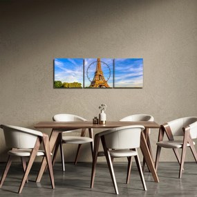 Obraz - Eiffelova veža (s hodinami) (90x30 cm)