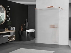 Mexen Kioto, sprchová zástena Walk-In 100 x 200 cm, 8mm sklo s rebrovým vzorom, medený matný profil, 800-100-002-65-09