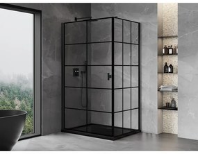 Mexen Mist-B, 1-krídlový výklopný sprchový kút ľavý 80 x 70 cm, číre sklo-čierna mriežka, 8A2T-080-070-70-77-L