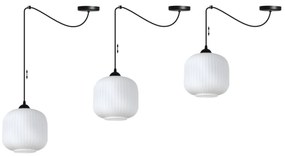 Závesné svietidlo Riffle Spider 2, 1x biele sklenené tienidlo, b