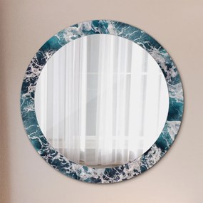 Okrúhle dekoračné zrkadlo s motívom Turbulentné more fi 80 cm