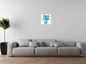 Gario Obraz s hodinami Modrý macko Rozmery: 30 x 30 cm