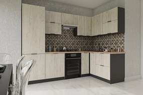 Moderná rohová kuchyňa 280 x 160 CRAFT, biely craft/grafit