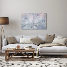 Obraz - Modré kvety na stene (90x60 cm)