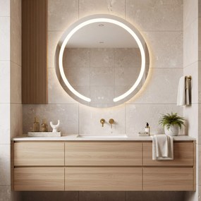 Rea Zrkadlo Modern ⌀90 cm s vyhrievaním a regulovateľným LED osvetlením HOM-00907