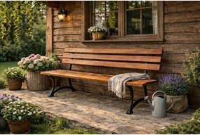 Drevená záhradná lavica v prírodnej farbe – Rojaplast