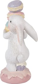 Dekorácia biely králik nesúci makrónky - 8*6*14 cm