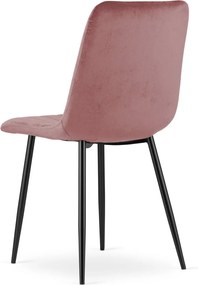 Ružová zamatová stolička LAVA s čiernymi nohami
