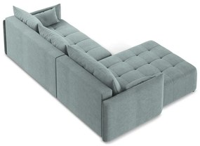 Modrá rozkladacia/s úložným priestorom rohová pohovka (ľavý roh/s leňoškou) Moku – Makamii