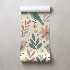 Fototapeta pastelové vtáčiky a kvety