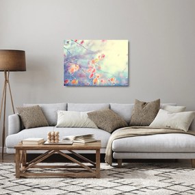 Sklenený obraz - Lístky v ľade (70x50 cm)