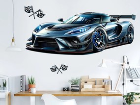 Auto superšport textilní prelepiteľná nálepka na stenu hárok 47 x 18 cm
