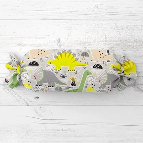 Biante Detský vankúš valec bonbon Sandra SA-564 Dinosaury a brontosaury na sivom 15x60 cm