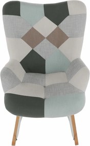 Hojdacie kreslo Geron - zelenobiely patchwork / biela / buk