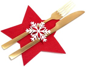 Vianočný obal na príbor Red Star 6 ks červený
