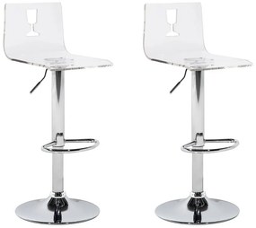 Sada dvoch barových stoličiek priehľadný biely plast BUSAN Beliani