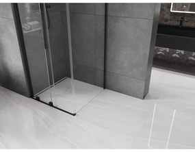 Mexen Velar, sprchový kút s posuvnými dverami 110(dvere) x 110(stena) cm, 8mm číre sklo, čierna matná, 871-110-110-01-70