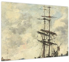 Sklenený obraz - Eugène Boudin, Ship on the Touques, reprodukcia (70x50 cm)