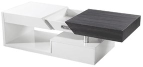 Kondela Konferenčný stolík, biely lesk/sivočierna s kresbou dreva, MELIDA