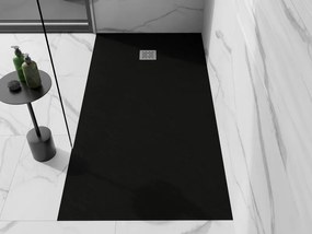 Mexen Stone+, obdĺžniková vanička z minerálneho kompozitu 160 x 70 cm, čierna matná, 44707016