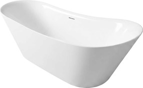 Voľne stojaca akrylátová vaňa REA LUSSO SLIM 170x74 cm, biela, sifón Click-Clack - biely