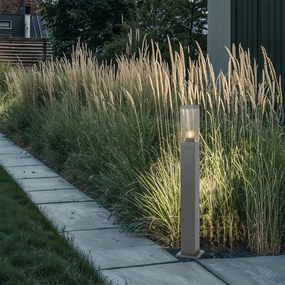 Moderné vonkajšie stojanové svietidlo tmavosivé s dymovým sklom 80 cm - Malios