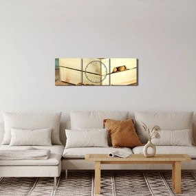 Obraz - Jesenné zátišie s orechmi (s hodinami) (90x30 cm)