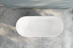 Erga Iris, voľne stojaca vaňa 160x75 cm + odtoková zátka, biela lesklá, ERG-IRIS-160075-WH-WH