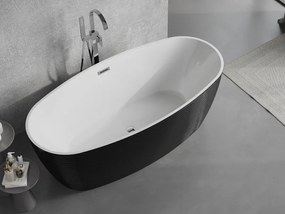 Mexen Lira, voľne stojaca vaňa, vzor, 170 x 80 cm, biela-čierna, chrómový prepad, 52831708075-01
