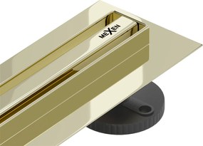 Odtokový žľab MEXEN FLAT 360 SLIM s otočným sifónom, zlatý, 70 CM