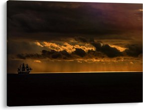 Obraz plachetnice pri západe slnka (70x50 cm)