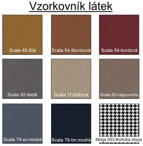 Nabytekmorava Jedálenský set Brooklyn pre 4 osoby, stôl 90x90 cm farba lamina: biela 113, čalúnenie vo farbe: SCALA svetle modrá 74