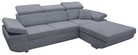 Rozkladacia rohová sedacia súprava CASTELO do tvaru L s úložným priestorom, pravá, tmavosivá
