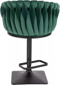 LuxuryForm DESIGN Barová stolička NORDEN VELUR na čiernej hranatej podstave - zelená