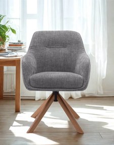 Otočná jedálenská stolička Avola – sivá, drevené nohy (53250003)